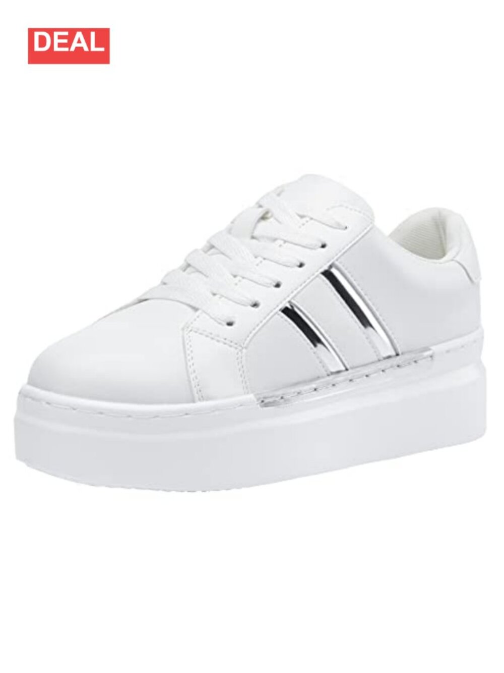 Platform Sneakers Chunky Lace-Up Faux Leather Fashion Tennis Shoes